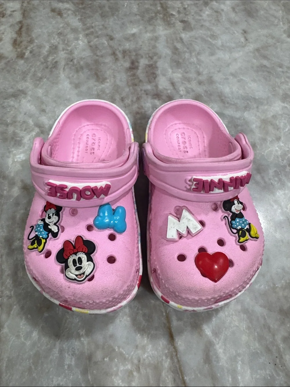 CROCS Pink Minnie Mouse Kids Clog Sandals with Charms
